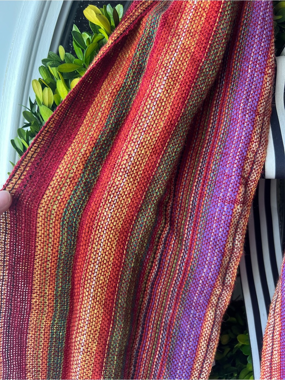 Red Multi-Stripe Lightweight Scarf - Picture 3 of 3